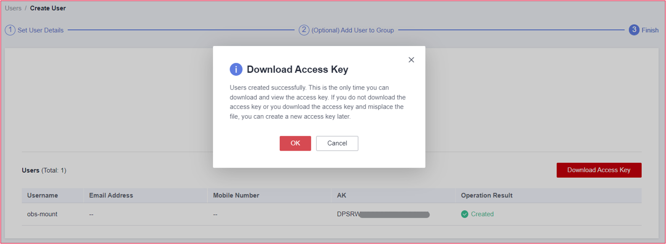Download the Access Key