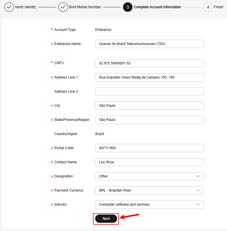 Complete Account Information 1